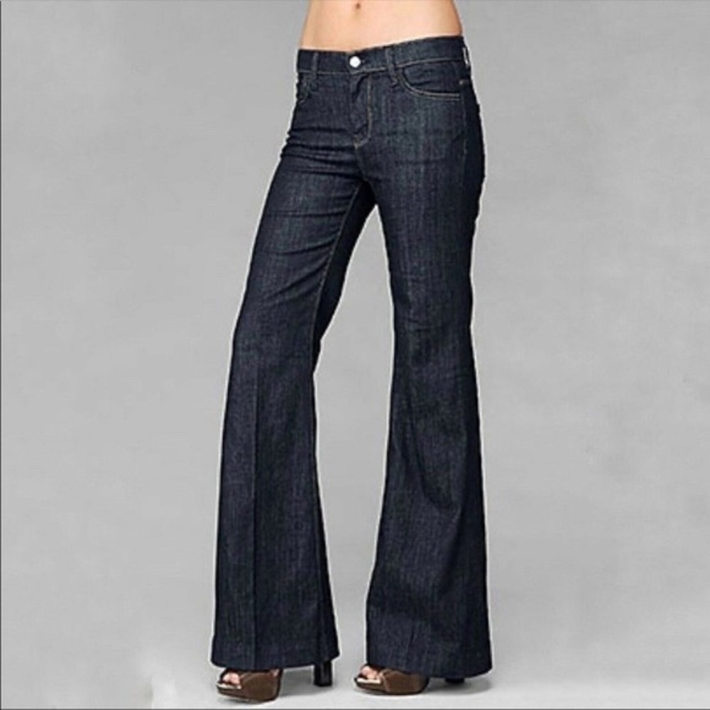 7 For All Mankind Ginger Wide Leg Flare Jeans Dark Wash Mid Rise Size 26